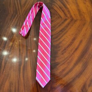 Lilly Pulitzer Men’s Silk Tie Pink White Stripe Preppy Rare Neck Tie